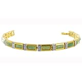 5 MM Wide Gold Plated Alloy Link Green Jade Magnetic Bracelet 7.5 Long with Fold over Clasps