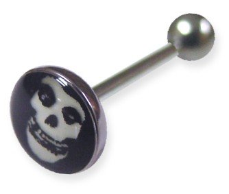 Glow in the Dark Skull Tongue Barbell