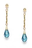 14k 9x6 mm Briolette Light-Indicolite Crystal Earrings
