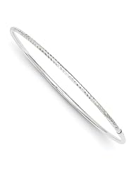 14k White Gold 2mm D/c Slip-on Bangle, Best Quality Free Gift Box Satisfaction Guaranteed