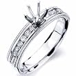 14K White Gold Diamond Engagement Ring, Semi-Mount Setting