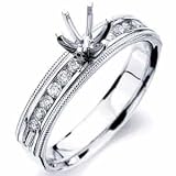 14K White Gold Diamond Engagement Ring, Semi-Mount Setting