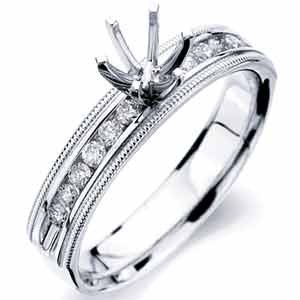 14K White Gold Diamond Engagement Ring, Semi-Mount Setting