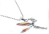 Collier Fée Clochette pendentif + chaine plaqué argent - cristal aurora irisé