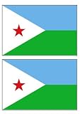 2 Djibouti Flag Stickers Decal Bumper Window Laptop Phone Auto Boat Wall