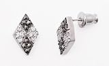 Marcasite and Pave CZ Cubic Zirconia Diamond-Shaped Sterling Silver Post Stud Earrings