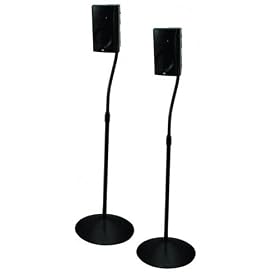 B-Tech Pair of Black Speaker Stands with Metal Base