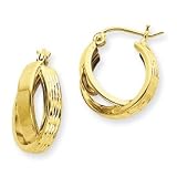 10K D C Square Tube Hoop Earrings