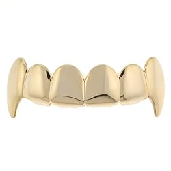 Vampire Fang Gold Plated Grillz (TOP) - Includes Fitting Piece and Protective Case