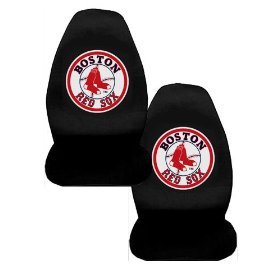 A Set of 2 MLB Major League Baseball Licensed Universal-Fit Front Bucket Seat Cover - Boston Red Sox