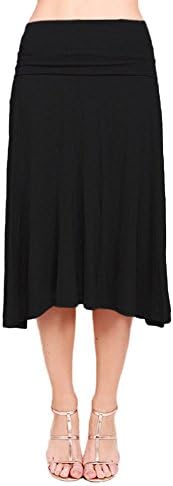 Misses Fold Over Flare A-Line Skirt (small, Black)