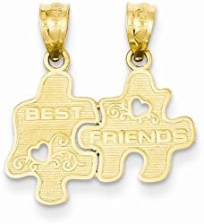 14k Yellow Gold Best Friends Puzzle Pieces Break-apart Pendant