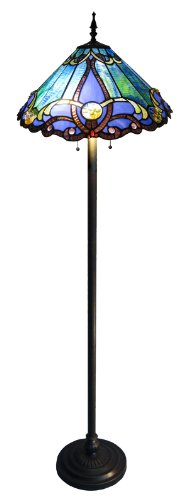 Contemporary Blues Victorian Tiffany Style Floor Lamp