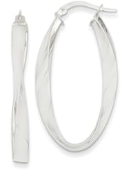 Oval Twist Hoop Earrings in 14K White Gold, 35mm (1 3/8")