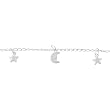 Sterling Silver Dangle Moon and Star Curb Chain Anklet