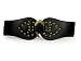 Apparel : Ladies Elastic High Waist Fashion Hook Buckle Studded Genuine Leather Belt