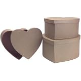 Paper Mache Heart Boxes Set Of 3-9-3/4, 8-3/4 And 8