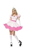 Peach Super Mario Bros Sexy Adult Halloween Costume Naughty Dress Pink Princess Toadstool Outfit Leg Avenue