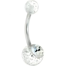 Crystalline Gem DISCO BALL Glitter Belly Ring by 