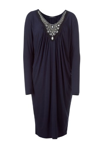 APART Damen Kleid/ Knielang Jersey-Kleid mit verziertem Ausschnitt, 353823, Gr. 40, Blau ( Preisvergleich