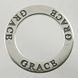 Double Sided Round GRACE Affirmation Band Pendant in Sterling Silver, #11822