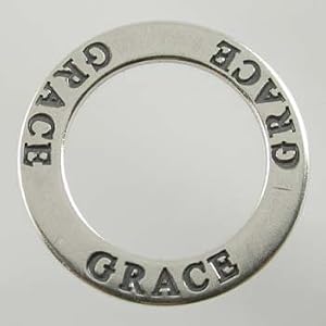 Double Sided Round GRACE Affirmation Band Pendant in Sterling Silver, #11822