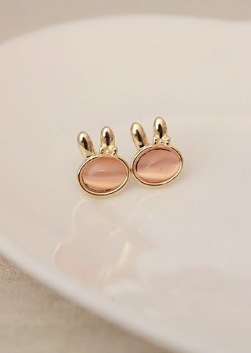 Poppular Vintage Moonstone Earrings Korean cute rabbit and retro Earrings female Woman Luxurious Paragraph fashion cat Red BY Mary J