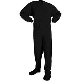 Buy Big Feet Pajama Co. Black (203) Micro-polar Fleece Adult Footed Pajamas with Drop Seat by Big Feet Pajama Co.