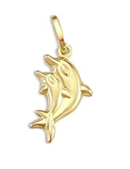 Dolphin Pendant 14k Yellow Gold Two Fish Animal Charm