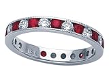 1.45 cts Genuine Ruby Eternity Band - Platinum, 18kt White or Yellow Gold