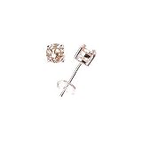 Rose Gold over Sterling Silver 5.25mm Champagne CZ Post Earring