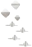 Solid 14k White Gold Center Line Diamond Cufflinks, Tie Tac and Stud Set