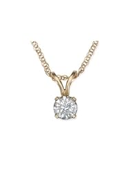 1/3 Carat Diamond Solitaire 14K Yellow Gold Pendant w/Chain