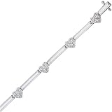 10K White Gold 0.15 ct. Diamond Heart Bracelet (Highest Quality)