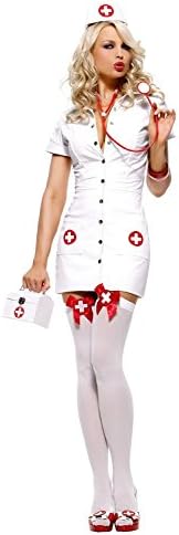 Women X-Lg White 3 Piece Sexy Pleather Nurse Costume (Stockings & Purse not included)
