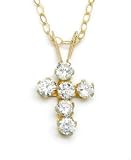 Children's 14k Gold Cubic Zirconia Cross Pendant
