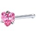 20 Gauge Pink Heart Cubic Zirconia Nose Bone
