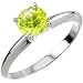 Classic 4-Prong Solitaire 14K White Gold Ring with Fancy Greenish-Yellow Diamond