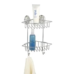 Wenko 17291100 Eckregal Bari Super-Loc - Befestigen ohne Bohren, 2 Ablagek�rbe, 2 Haken, Chrom, 22.5 x 27 x 16 cm