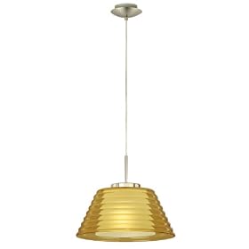 Eglo 87488A FARGO 1 Light Pendant Light Fixture, Nickel Amber and Frosted Opal by Eglo