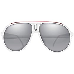 I Ski Climax Classics Designer Sunglasses - White with Red Line/Smoke with Silver Flash