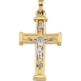14K Two Tone Gold Crucifix Pendant