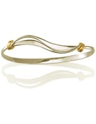 Ed Levin, Wave Bracelet, .925 Sterling Silver & 14K Gold, Sizes S - L, Expandable
