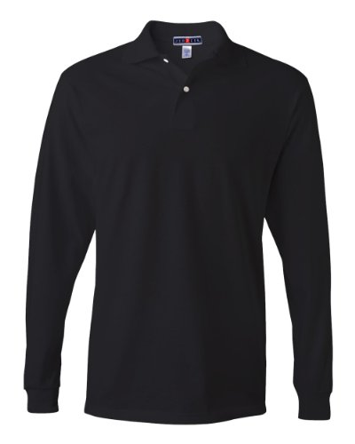 Jerzees 5.6 oz., 50/50 Long-Sleeve Jersey Polo with SpotShield 2XL BLACK