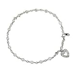 Eve's Addiction Heart Charm Cubic Zirconia Anklet