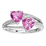 September Birthstone - Created Pink Sapphire Heart Platina 4 Ring