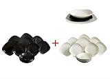 24 Piece Black and Cream Square Dinner Set