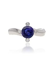 1.53 Cttw Round Tanzanite & Diamond Ring 18k White Gold