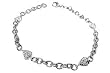 14K White Gold Rollo Link Anklet Bracelet 10'', with Heart Shaped Pave Set Diamonds