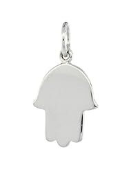 Sterling Silver ( Hand of God ) Plain Hamsa Pendant 3/4 inch (17 mm) tall